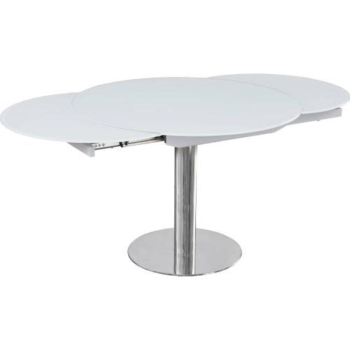 Pub 40" Extension Dining Table in White Frosted Glass & Steel